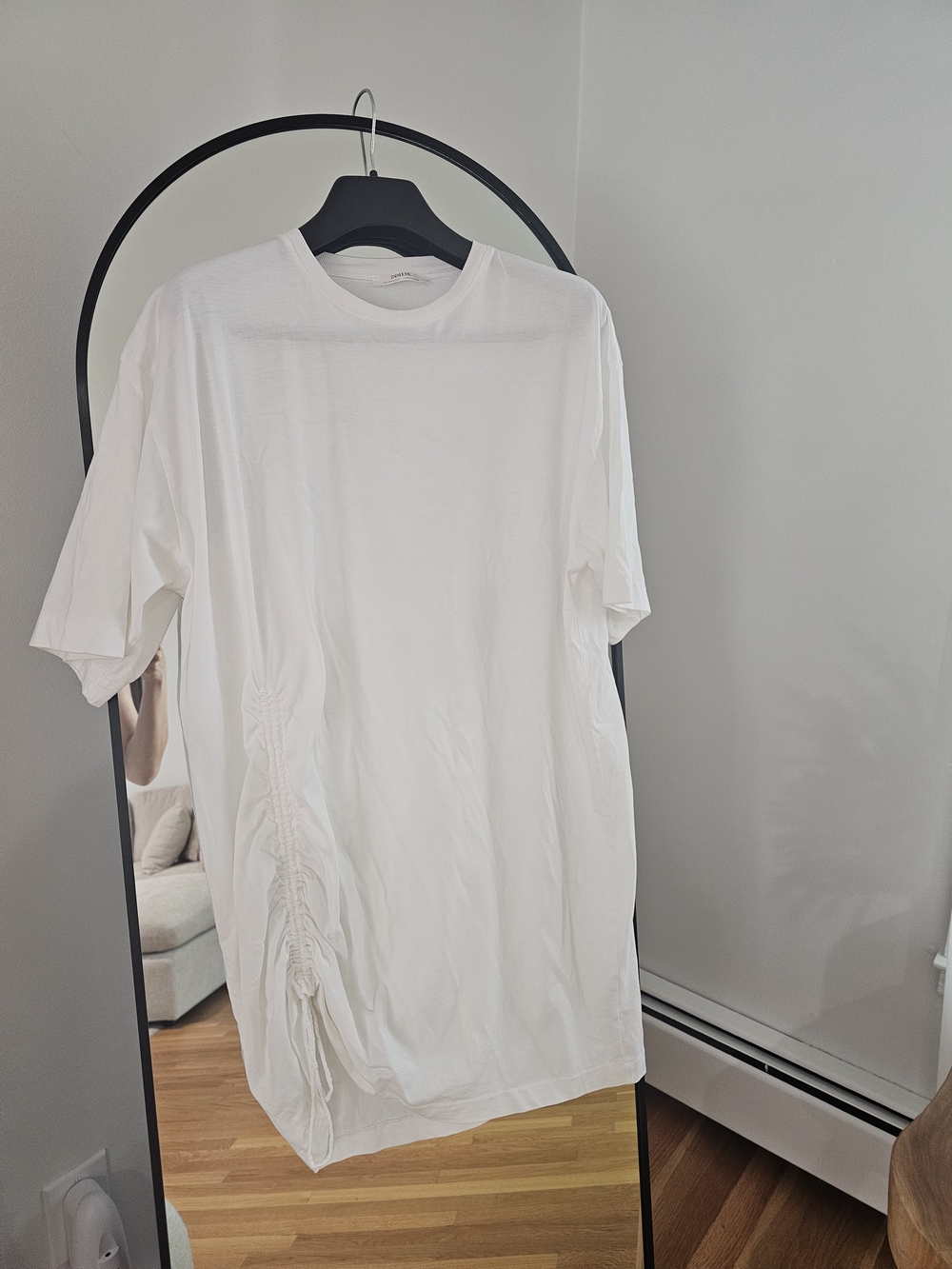 Zara White Mini Dress with Side Ruching